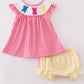 Pink easter bunny french knot girl bloomer set