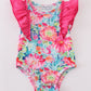 Magenta vibrant floral print girl bubble