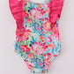 Magenta vibrant floral print girl bubble