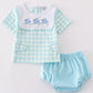 Leopard bunny embroidery boy bloomer set