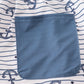 Blue stripe anchor print dad swim trunks