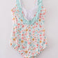 Minty floral bloom print mom swimsuit