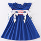 Blue gators embroidery girl dress