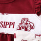 Maroon mississippi embroidery girl bloomer set