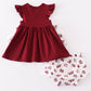 Maroon mississippi embroidery girl bloomer set