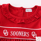 Red sooners embroidery girl dress