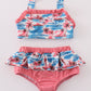 Beach palm print 2pc girl swimsuit