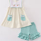 Easter stripe bunny embroidery girl set