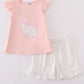 Pink easter bunny applique girl set