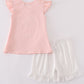 Pink easter bunny applique girl set