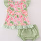 Pink blossom charm print girl bloomer set