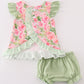 Pink blossom charm print girl bloomer set