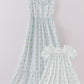 Green leaves bow print mom&me dress