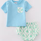 Blue St.Patricks clover boy bloomer set