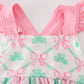Green St.Patricks clover print girl set