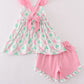 Green St.Patricks clover print girl set