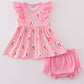 Pink strawberry girl bloomer set