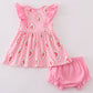 Pink strawberry girl bloomer set