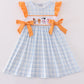 Farm embroidery girl plaid dress