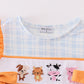 Farm embroidery girl plaid dress