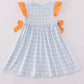 Farm embroidery girl plaid dress