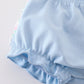 Blue floral bow print girl bloomer set