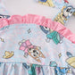 Pink character print ruffle girl bubble