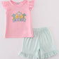Pink easter he is risen applique girl set