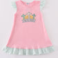 Pink easter he is risen applique girl dress