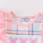 Pink plaid character embroidery girl bubble