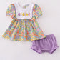 Easter floral bunny egg embroidery girl bloomer set