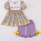 Easter floral bunny egg embroidery girl set
