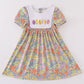 Easter floral bunny egg embroidery girl dress