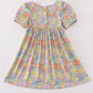 Easter floral bunny egg embroidery girl dress