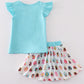 Mint barbie print girl skorts set