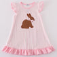 Pink easter bunny applique stripe girl dress