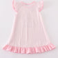 Pink easter bunny applique stripe girl dress