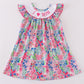 Garden bloom I love MOM embroidery girl dress