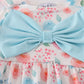 Blue floral print bow bloomer set