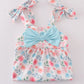 Blue floral print bow bloomer set