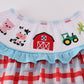 Blue farm embroidery smocked dress