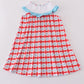 Blue farm embroidery smocked dress