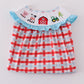 Blue farm embroidery smocked dress