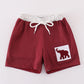 Maroon elephant embroidery swim trunks