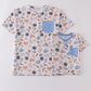 Blue ocean breeze shells print dad&me top