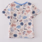 Blue ocean breeze shells print dad&me top
