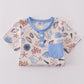 Blue ocean breeze shells print dad&me top