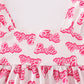 Hot pink barbie print girl dress