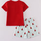 Red watermelon embroidery smocked set