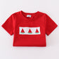 Red watermelon embroidery smocked set